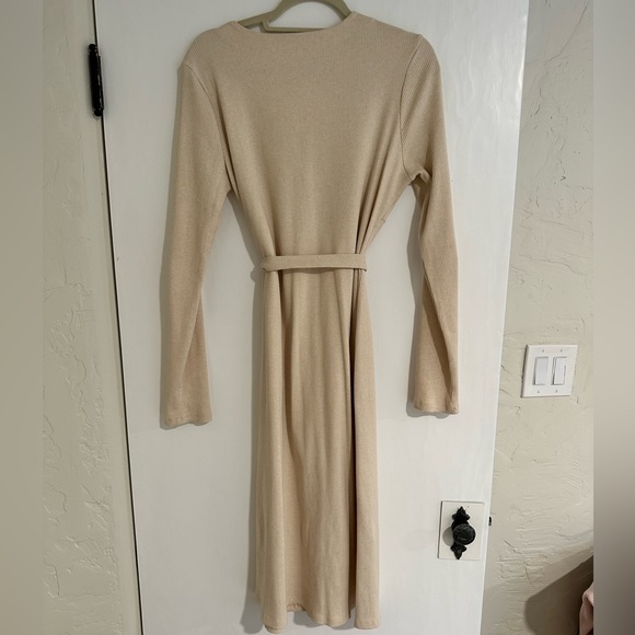 Splendid Ribbed Button Front Dress in Beige - Picture 6 of 8
